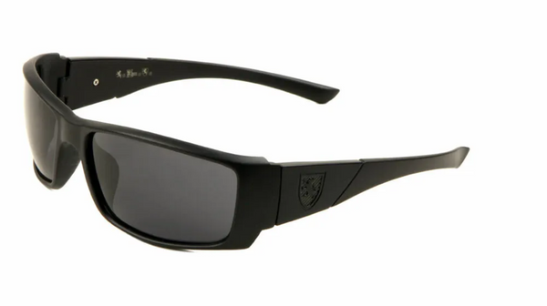KHAN Sunglasses Mens Sports Wrap Around 63mm (Black/Black)