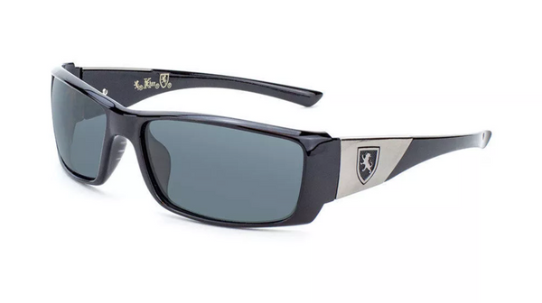 KHAN Sunglasses Mens Sports Wrap Around 63mm (Black/Gunmetal)