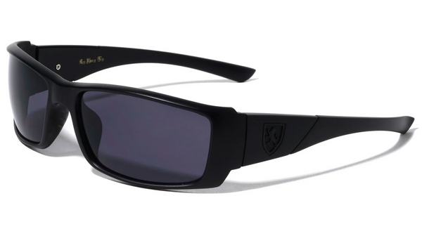 KHAN Sunglasses Mens Sports Wrap Around 63mm (Black/Black)