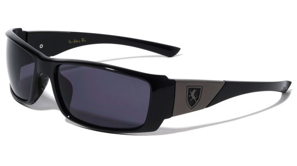 KHAN Sunglasses Mens Sports Wrap Around 63mm (Black/Gunmetal)