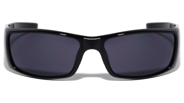 KHAN Sunglasses Mens Sports Wrap Around 63mm (Black/Gunmetal)