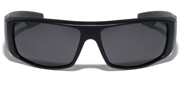 KHAN Sunglasses Mens Polarized Sports Wrap Around 60mm (Matte Black)