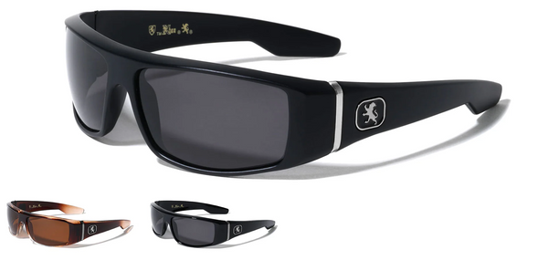 KHAN Sunglasses Mens Polarized Sports Wrap Around 60mm (Matte Black)