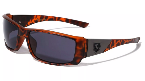 KHAN Sunglasses Mens Sports Wrap Around 63mm (Demi/Black)
