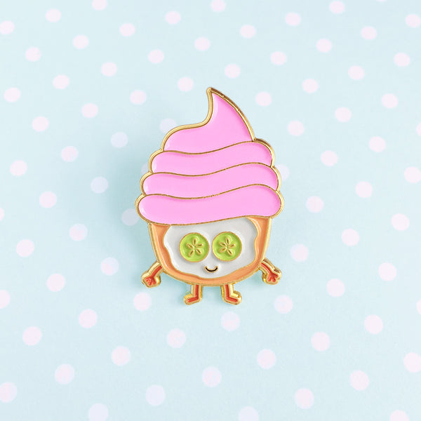 Kawaii Enamel Pin Treat Yoself (Yogurt Cupcake)