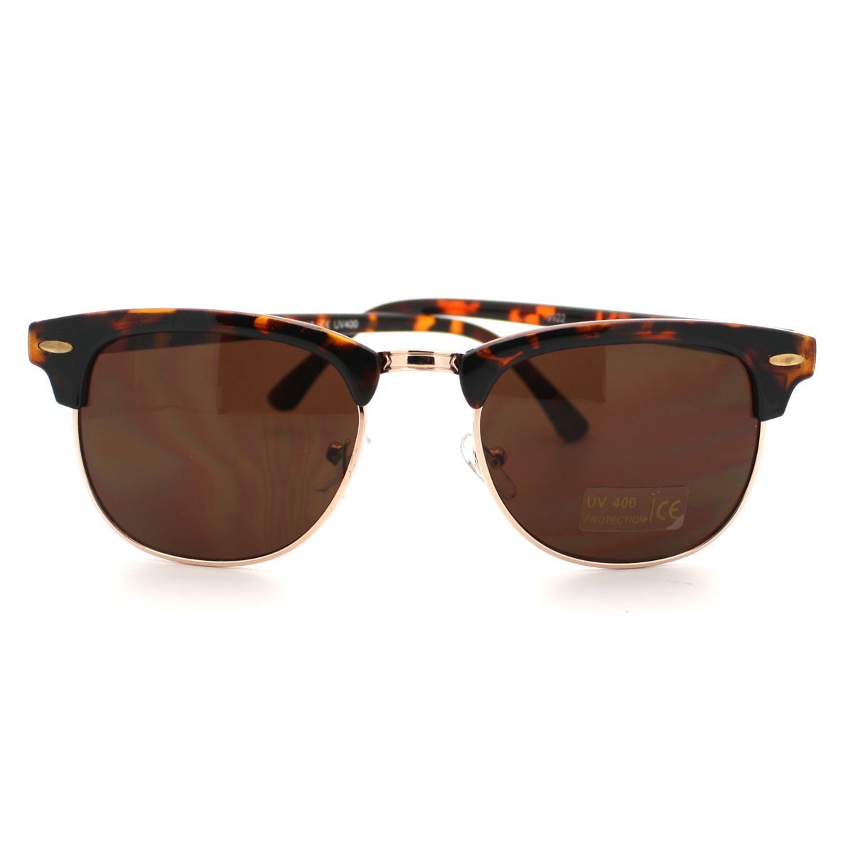 Retro Sunglasses Classic Semi Rimless Super Dark Lens (Demi/Brown)
