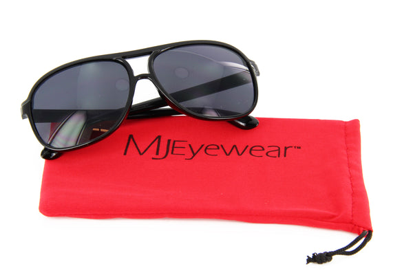 Flat Top Aviator Sunglasses for Men and Women 58mm (Black)