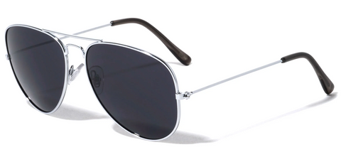 Aviator Sunglasses Tear Drop Super Dark Lens 55mm (Silver)