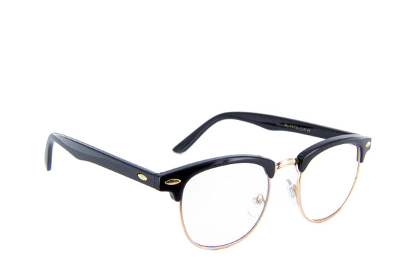 Browline Glasses Semi Rimless Clear Lens UV400 (Black/Gold)