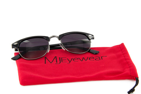Polarized Sunglasses Super Dark Lens Semi Rimless (Black/Gray/Black)