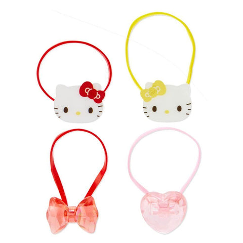 Hello Kitty Ponytail Holders Rubber Hair Ties Sanrio Japan (set of 4)