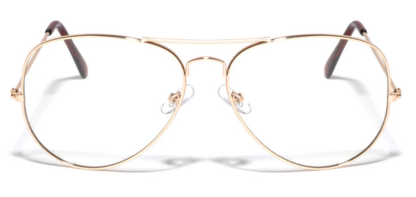 Aviator Glasses Gold Large Tear Drop Clear Lens 61mm UV400