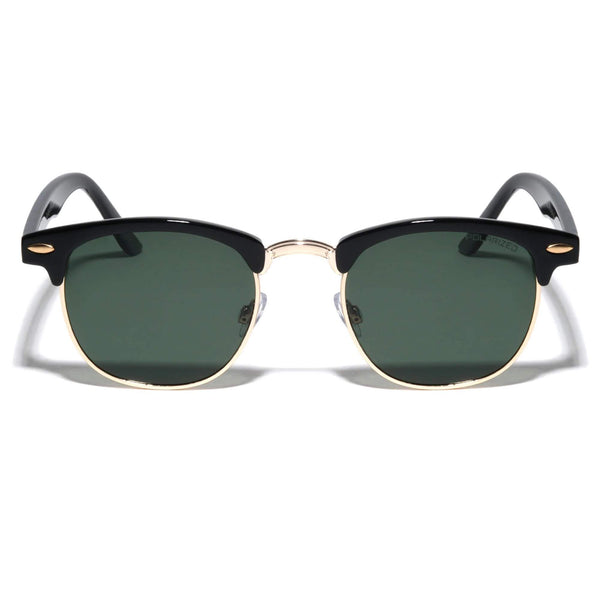 Polarized Sunglasses Classic Semi Rimless (Black/Gold/Green)