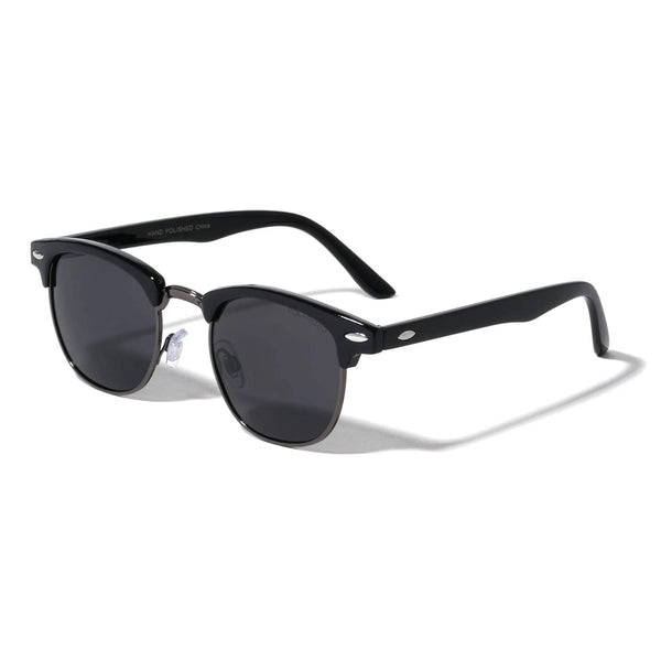 Polarized Sunglasses Super Dark Lens Semi Rimless (Black/Gray/Black)