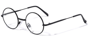 Round Glasses Small Circle Metal Frame Clear Lens 40mm (Black)