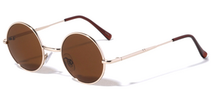 Round Sunglasses Small Circle Dark Lens 40mm (Gold)