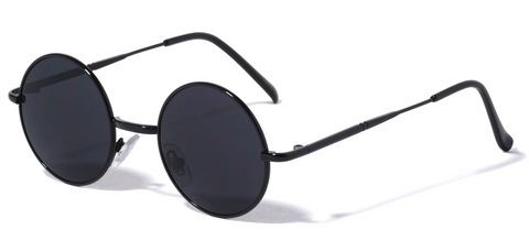 Round Sunglasses Small Circle Super Dark Lens 40mm (Black)
