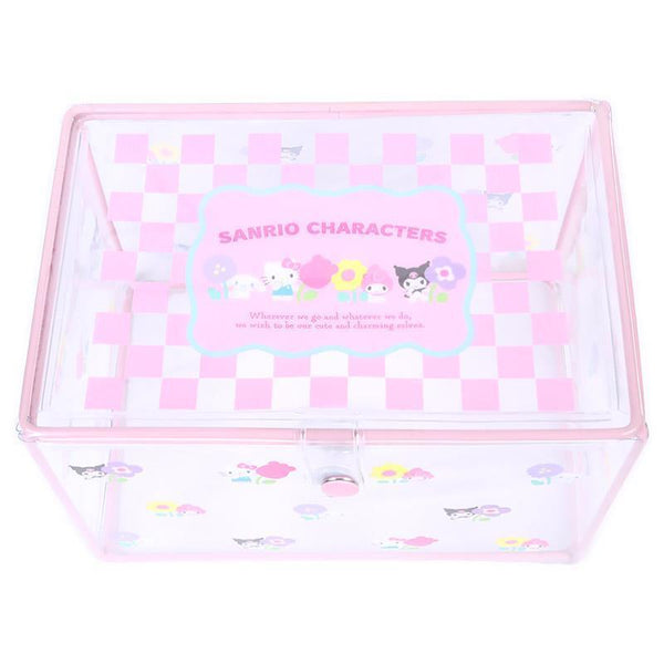 Sanrio Characters Storage Box Clear Case Pastel Check Series