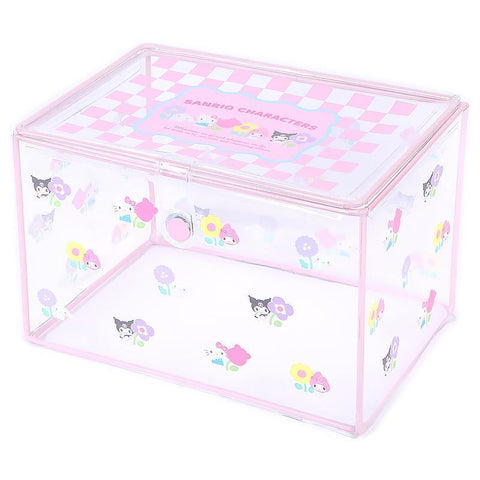 Sanrio Characters Storage Box Clear Case Pastel Check Series
