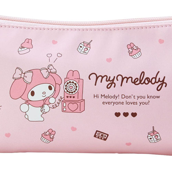 My Melody Pencil Pouch 2 Pocket PU Leather Pen Case Sanrio Japan