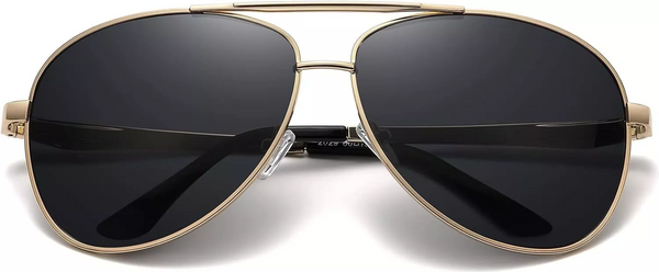 Oversized Aviator Sunglasses XL Polarized 66mm (Gold)