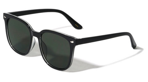 Square Sunglasses Oversized Classic Retro (Black/Green)