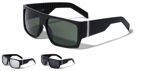 Flat Top Sunglasses OG Men Sports Wrap Around 58mm (Black/Green)
