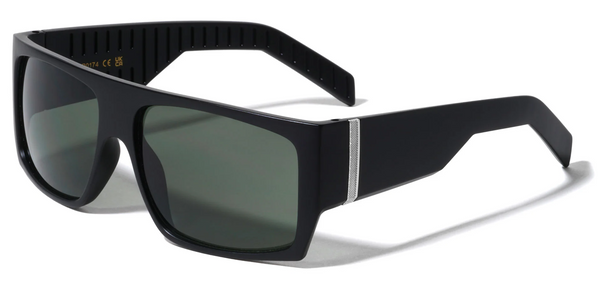 Flat Top Sunglasses OG Men Sports Wrap Around 58mm (Black/Green)