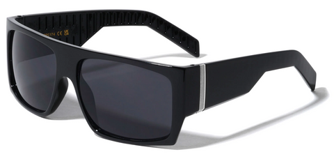 Flat Top Sunglasses OG Men Sports Wrap Around 58mm (Black/Black)