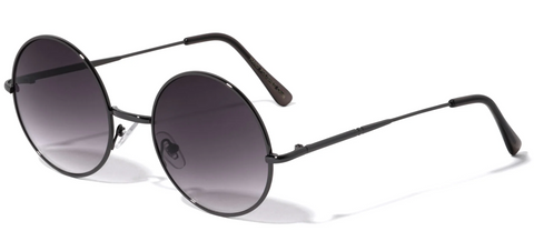 Round Sunglasses Hippie Circle Metal Frame 55mm (Black)