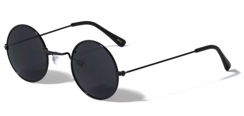 Round Sunglasses Wide Bridge Super Dark Lens 43mm (Black)