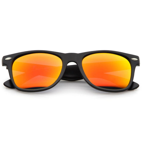 Black Sunglasses Classic Frame for Men and Women Color Mirror Lens (Orange)