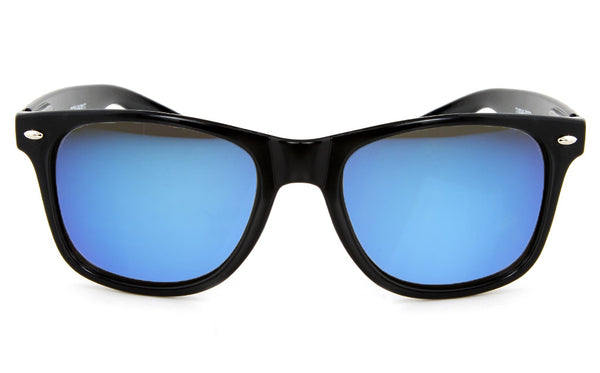 Black Sunglasses Classic Frame for Men and Women Color Mirror Lens (Blue)