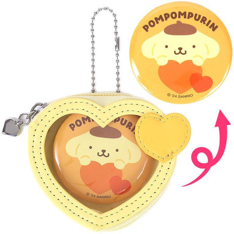 Pompompurin Mini Pouch with Badge Sanrio Colorful Heart Series