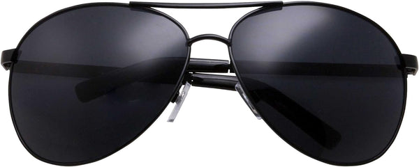 Oversized Aviator Sunglasses XL Polarized Lens 66mm (Black)
