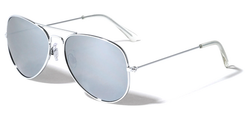 Aviator Sunglasses Silver Mirror Lens Tear Drop 55mm