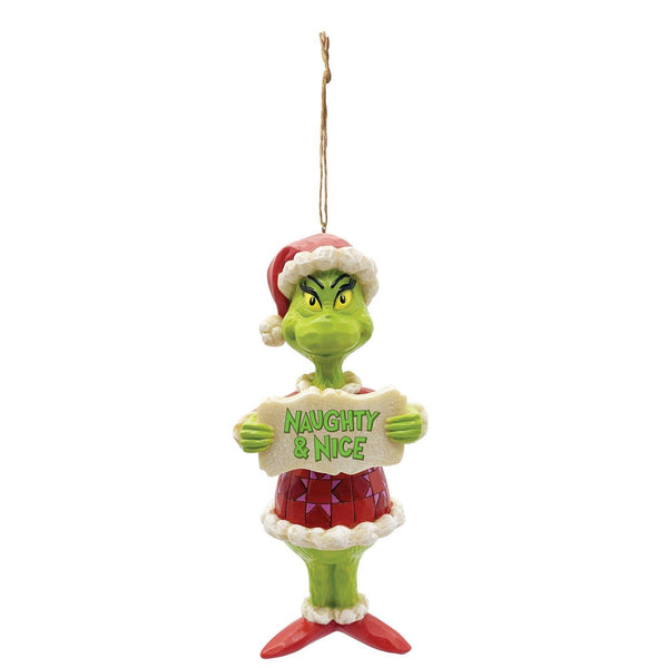 Jim Shore Santa Grinch Christmas Ornament Naughty or Nice Sign