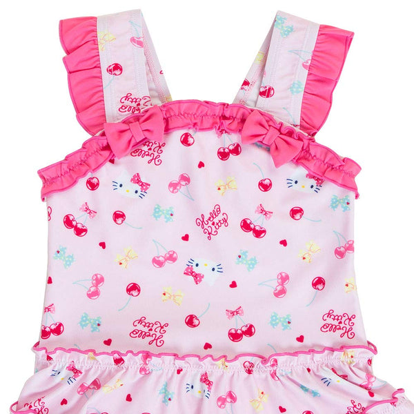 Hello Kitty Swim Dress With Cap Kid Size: Cherry Sanrio Original Swimdress