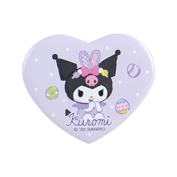 Kuromi Bunny Rosette Keychain with Heart Shaped Pin Sanrio Japan