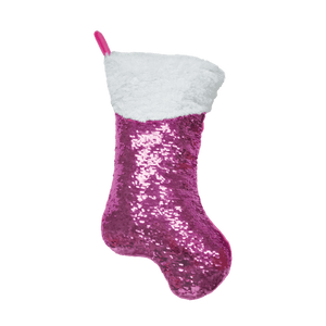 Christmas Sequin Stocking Plush Reversible Throw Pillow