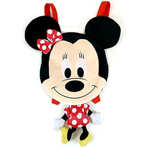 Minnie Mouse Backpack Flat Plush Disney Kids Bag (Red)