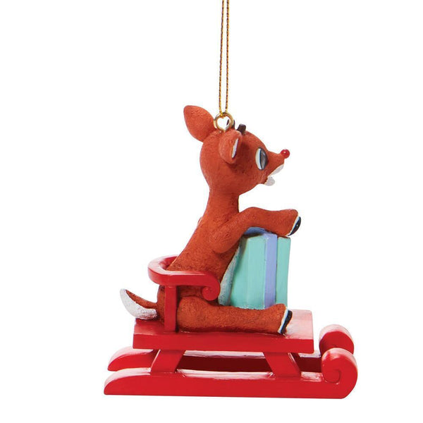 Rudolph on Red Sled Christmas Ornament Department 56