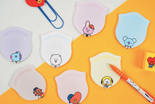 BTS BT21 Sticky Notes Memo Pad K-Pop Stationery Line Friends