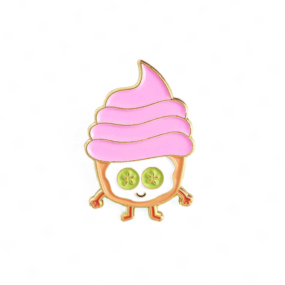 Kawaii Enamel Pin Treat Yoself (Yogurt Cupcake)